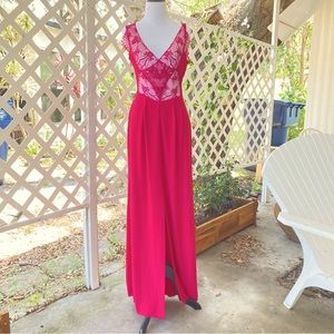 BCBG MAXAZRIA Evening Gown Long Slip Dress Lingerie sheer FlowyLace sz 4